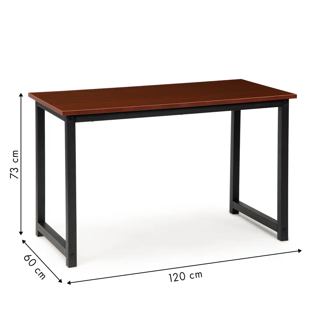 Gyermek íróasztal fiók nélkül, sötét famintás laminált asztallap, 120x60x74 cm
