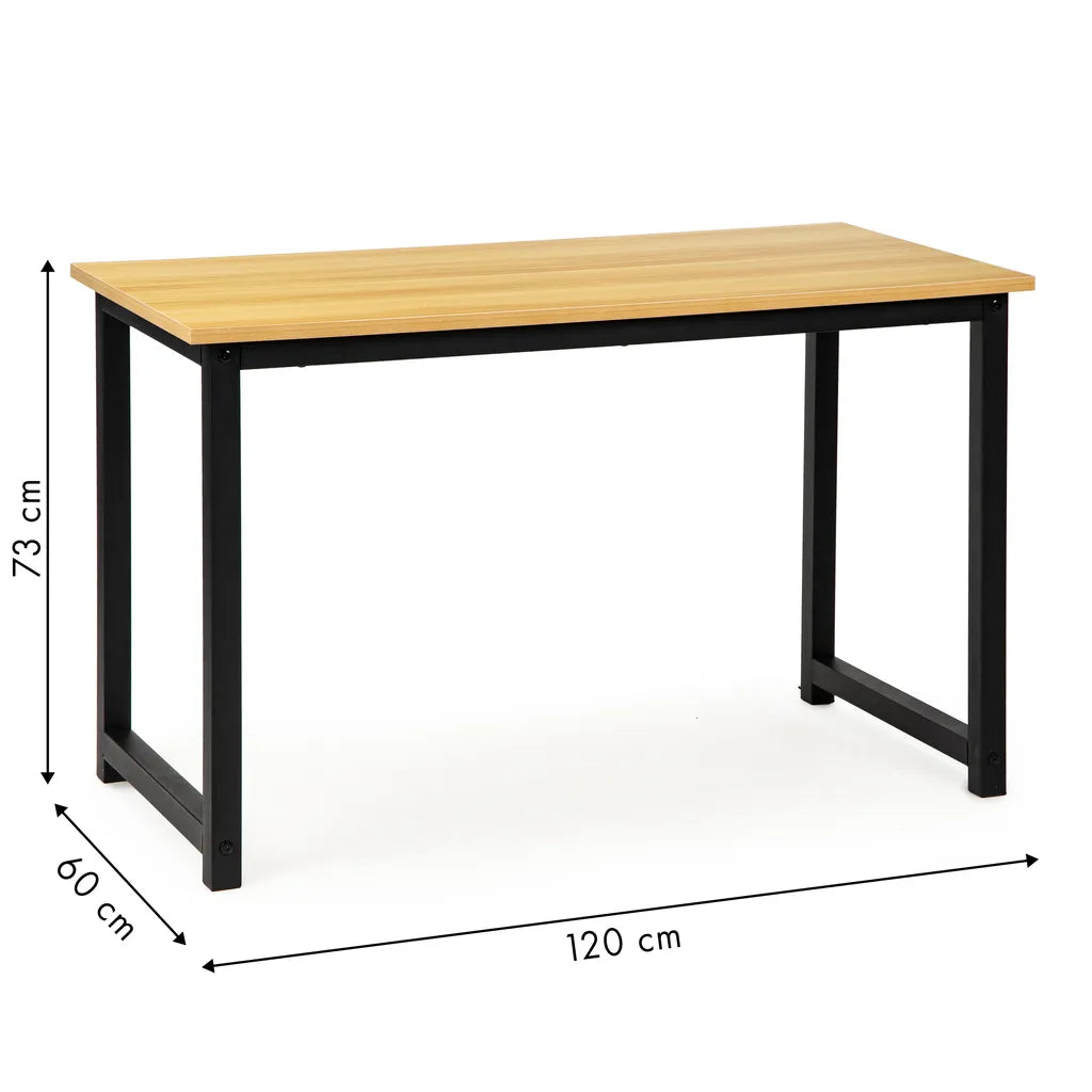 Gyermek íróasztal fiók nélkül, világos famintás laminált asztallap, 120x60x74 cm