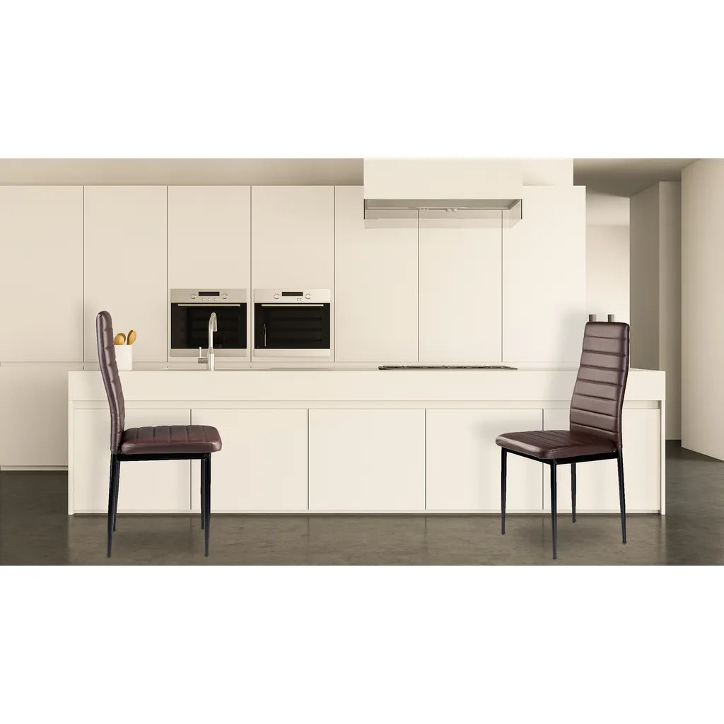 4 db-os ülőgarnitúra, modern design, barna műbőr borítás, fekete fém váz, 98x42x42 cm