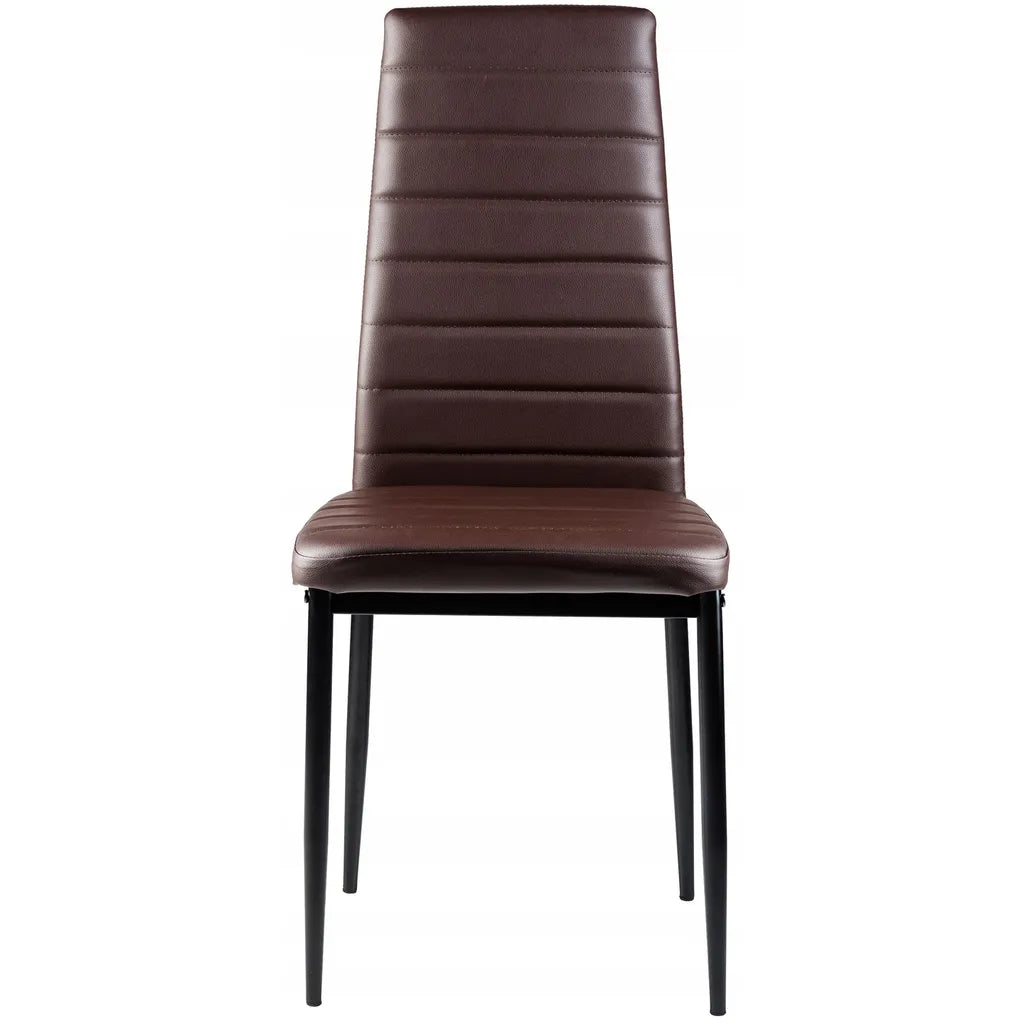 4 db-os ülőgarnitúra, modern design, barna műbőr borítás, fekete fém váz, 98x42x42 cm