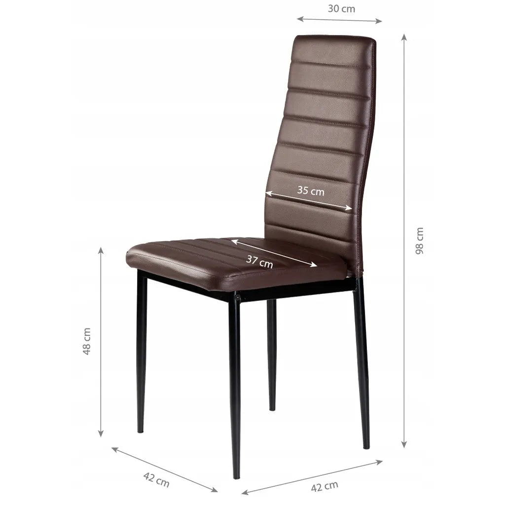 4 db-os ülőgarnitúra, modern design, barna műbőr borítás, fekete fém váz, 98x42x42 cm