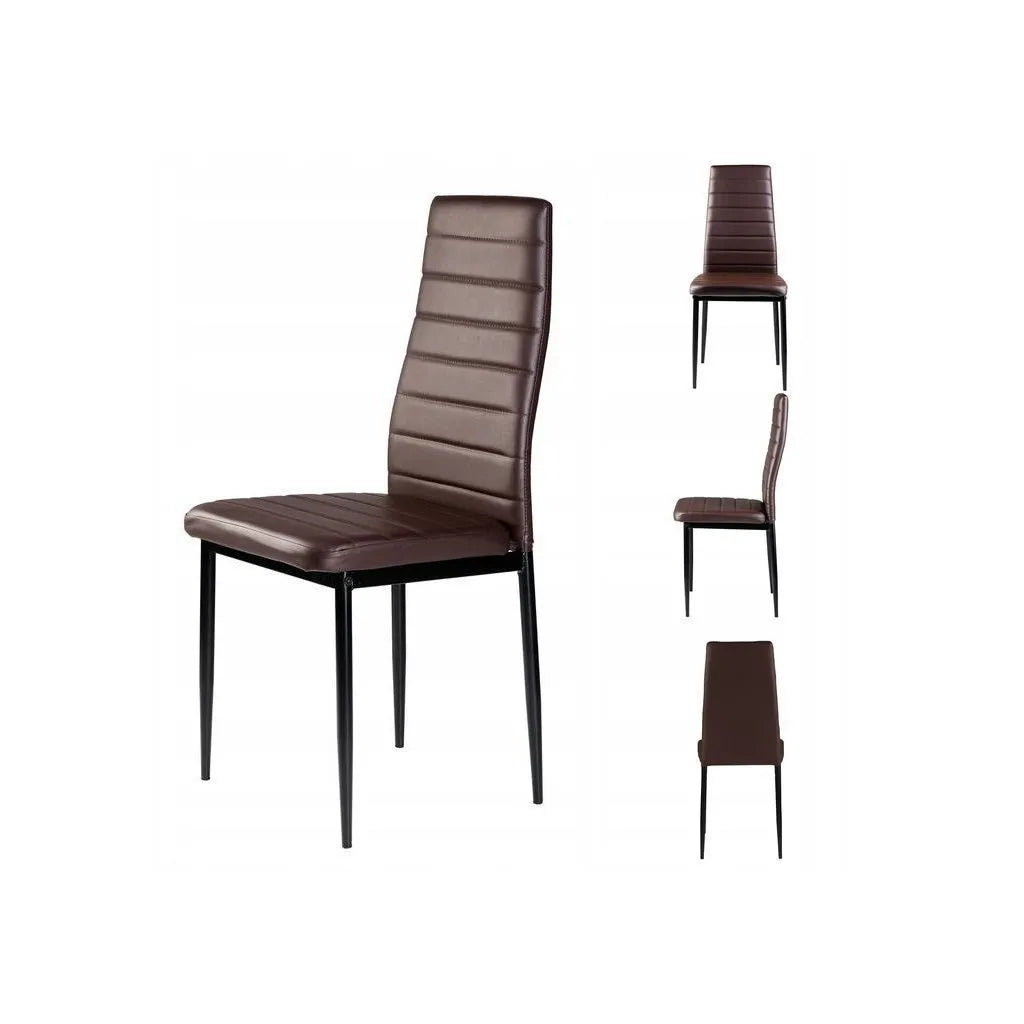 4 db-os ülőgarnitúra, modern design, barna műbőr borítás, fekete fém váz, 98x42x42 cm
