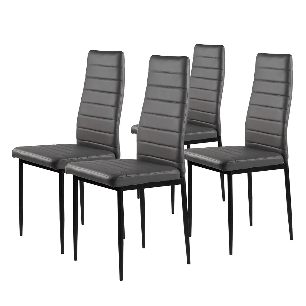 4 db asztali szék műbőr kárpittal, 98x43x41 cm, sötét szürke