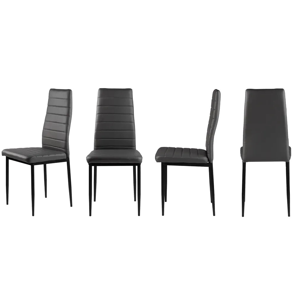 4 db asztali szék műbőr kárpittal, 98x43x41 cm, sötét szürke