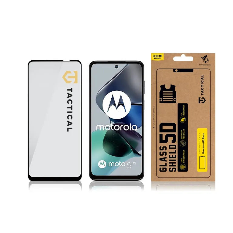 Taktikai üvegpajzs 5D sklo pro Motorola G23 Fekete