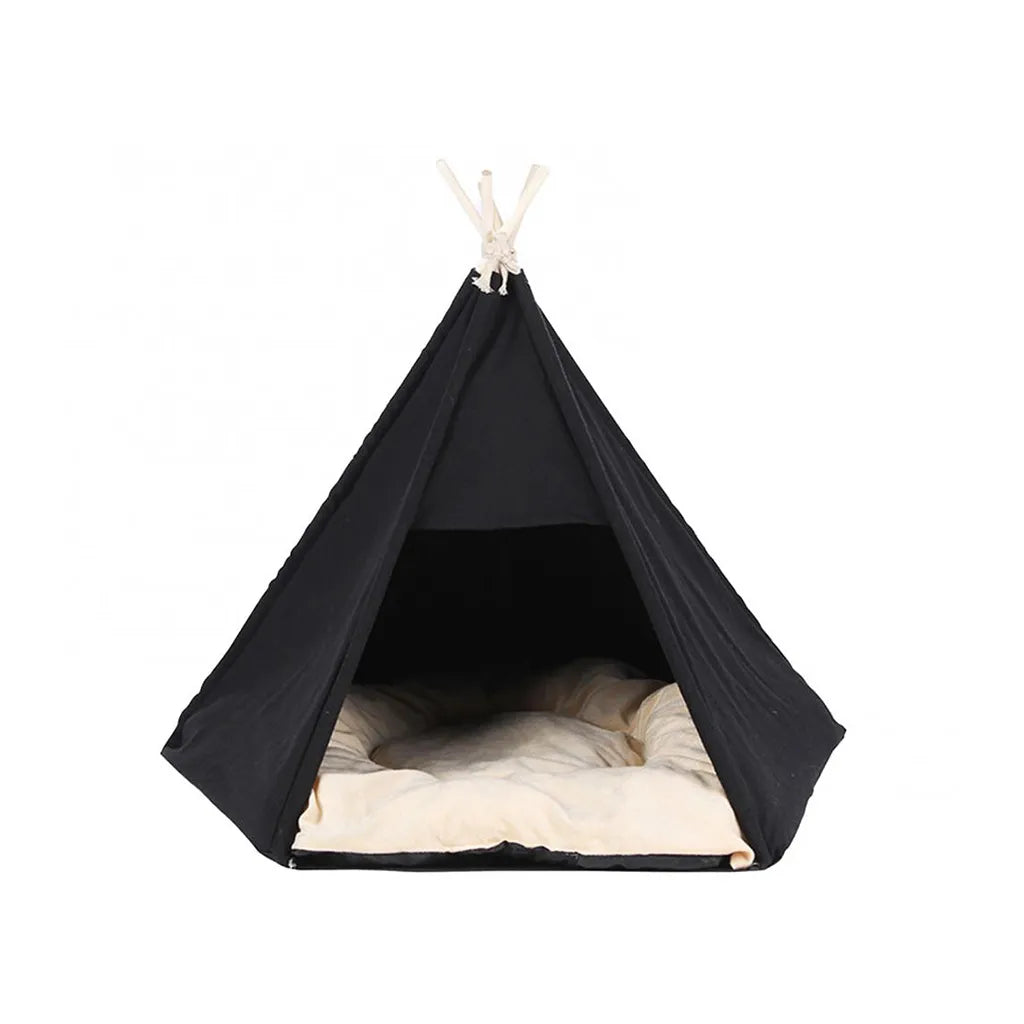 TEPEE Sátor Kutyaház és Macskakennel - Minőségi Fenyőfából Készült Váz, Duplaoldalú Ágy, Kiváló Anyagok