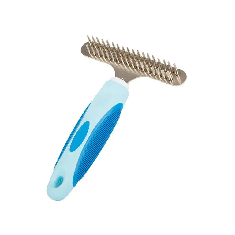 Trimmer brush comb nagy kutyák, macskák szőréhez - kód: 19423 - 35 rugalmas rozsdamentes acélfog - gumis nyél - 15.5cm x 11cm méretek