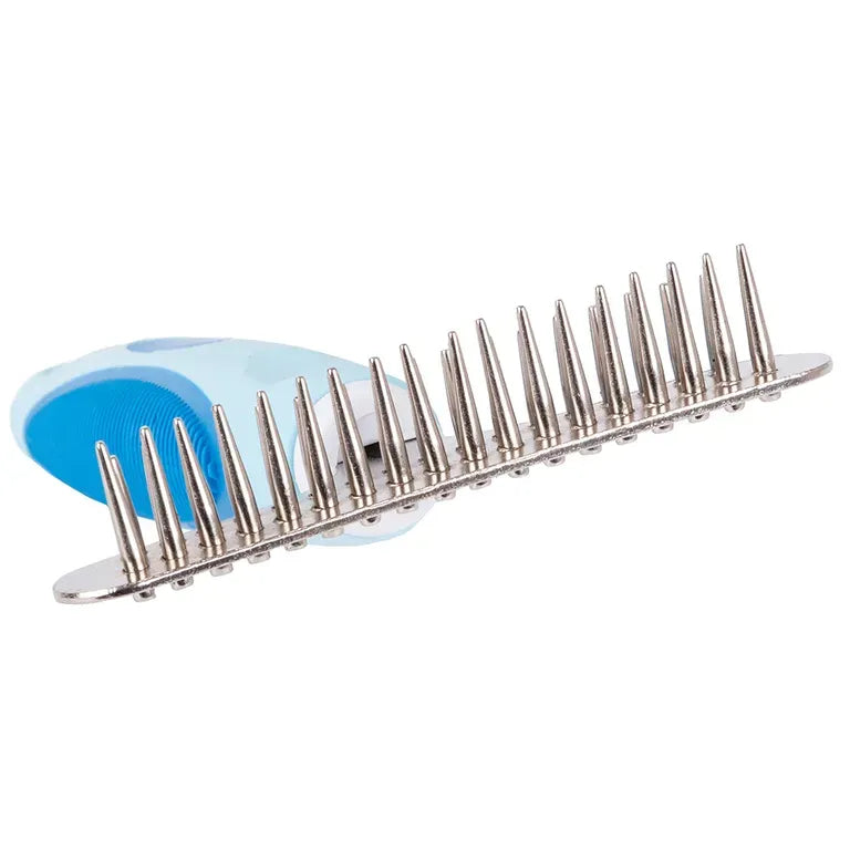 Trimmer brush comb nagy kutyák, macskák szőréhez - kód: 19423 - 35 rugalmas rozsdamentes acélfog - gumis nyél - 15.5cm x 11cm méretek