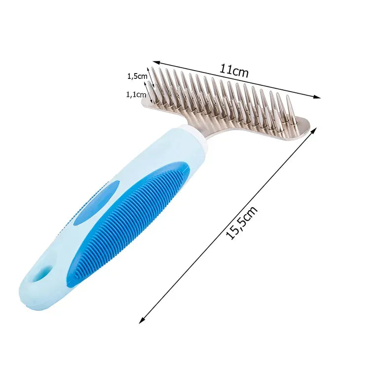 Trimmer brush comb nagy kutyák, macskák szőréhez - kód: 19423 - 35 rugalmas rozsdamentes acélfog - gumis nyél - 15.5cm x 11cm méretek