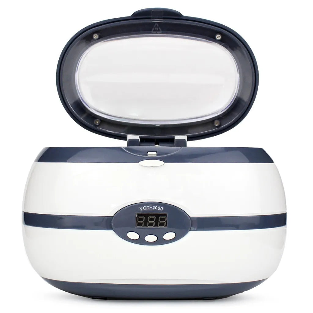 Ultrahangos tisztító, kozmetikai sterilizátor LED kijelzővel, 600ml, 35W, fehér-szürke